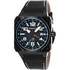 Torgoen Mens T26 Dual Time Stainless Watch   Black Leather Strap 