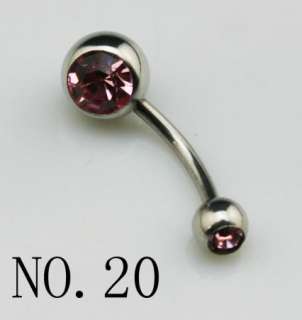   pcs Belly Button Navel Rings Czech Rhinestone body piercing 20 colors