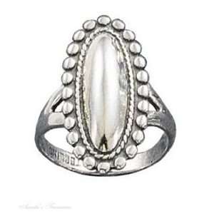  Sterling Silver Elongated Ring Bead Edge Size 9 Jewelry