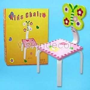 Pink Butterfly Flower Wooden Chair Stool Kid Children 