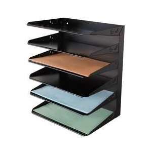  Industrial Grade 1AYE9 Tray, Letter, 6 Compartment, Blk 