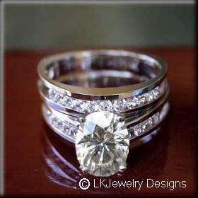   CT MOISSANITE OVAL & ROUND CHANNEL ENGAGEMENT WEDDING SET RINGS  
