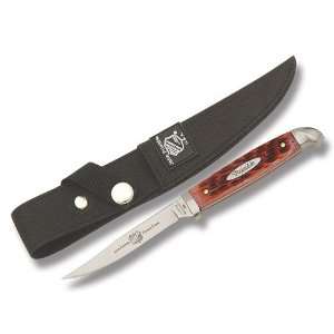 John Primble Bird & Trout Knife with Red Jigged Bone Handle  