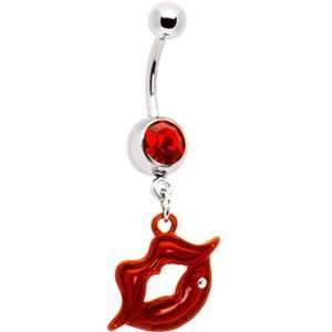  Ruby Red Gem Brilliant Hot Lips Belly Ring: Jewelry
