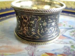 Antique French Russian Sterling Niello Napkin Ring  