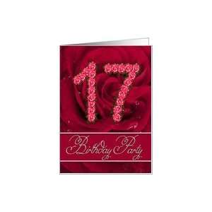  17th birthday party invitation with numbers made from 