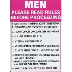   Men please read rules metal sign   Great Gift Item 