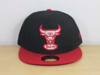 New Era 5950 Hat Cap Chicago Bulls Black Red Size 7 1/4  