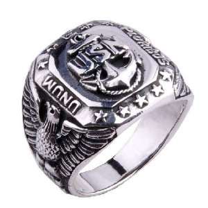 US Navy Ring Naval Flag & Eagle Cool Jewelry for Mens 