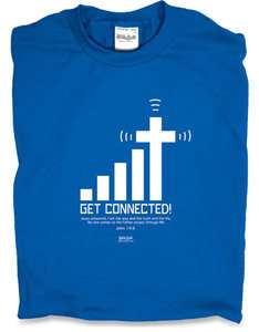   Connected John 14:6 Blue Medium Tee Shirt Christian NWT Free Fast Ship