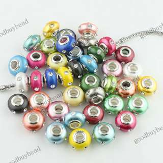WHOLESALE CLEAR CRYSTAL MIXED POLYMER CLAY EUROPEAN BIG HOLE CHARM 