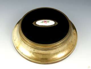 EARLY 1990s BRASS ENAMELED POWDER COSMETIC CASE box  