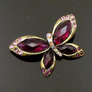   SHIPPING 1pc antiqued rhinestone crystal butterfly brooch pin  