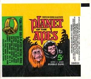 1969 TOPPS PLANET OF THE APES WAX PACK WRAPPER  