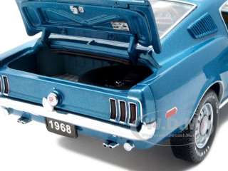   24 scale diecast car model of 1968 ford mustang gt fastback aqua 1