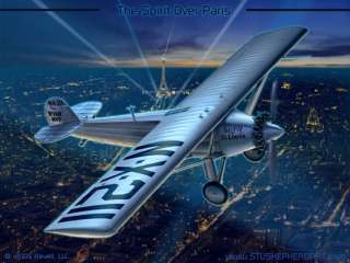 The Spirit of St. Louis with Charles Lindbergh over Paris