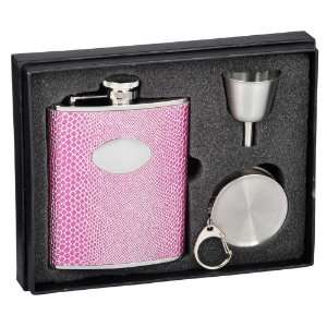    Pink Snakeskin Design 6oz Stellar Flask Gift Set