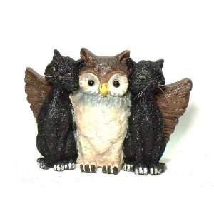  Halloween Brown Owl with Black Cats Figure: Home & Kitchen