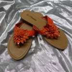 Nice Womens Blue Flowers Flip Flops Flat Shoes Valinda 11 Orange All 