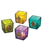 DDI Jeweled Cross Square Tealight Candle Holder(Pack of 4)
