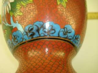 are pleased to be offering this stunning antique cloisonne vase, red 