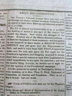 1864 Anti Slavery Civil War newspaper 13th Amendment to OUTLAW SLAVERY 