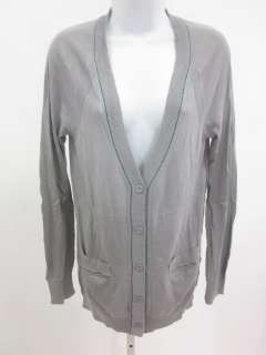 COOPERATIVE Gray Aqua Trim Cardigan Sweater Sz M  