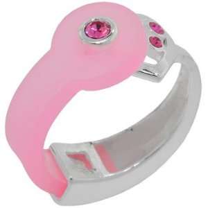  PINK CZ Bioplast Silver Heart Infusion Band Ring Jewelry