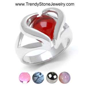 10mm Silver Interchangeable Marble Stone Ring Rings  