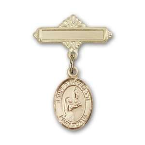 Badge with St. Bernadette Charm and Polished Badge Pin St. Bernadette 