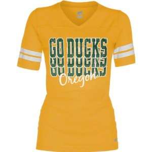 Oregon Ducks Womens Gold Football Jersey T Shirt:  Sports 