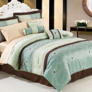 Grand Bedding Modern Brown & Blue Ava 11 Piece Bed in a Bag Comforter 