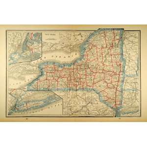   Counties Long Island Lake Ontario   Original Print Map: Home & Kitchen