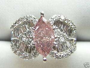   FANCY MARQUISE CUT PINK & WHITE DIAMOND Ring 18kt w/g GIA CERTIFIED