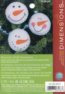 Snowman Smile Felt Applique Christmas Ornaments Kit by Dimensions 