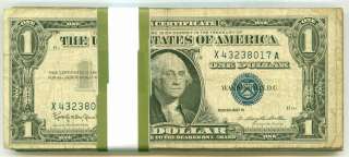 1957 B (50) Pack Circulated Silver Certificates Blue Seal  