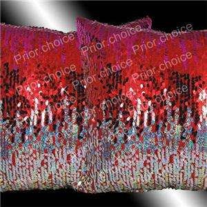2X SHINY HOT PINK RED GOLD SILVER SEQUINS CUSHION COVERS THROW PILLOW 