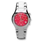 Jewelry Adviser Watches Mens Swiss Tungsten Chronograph Red Dial Watch
