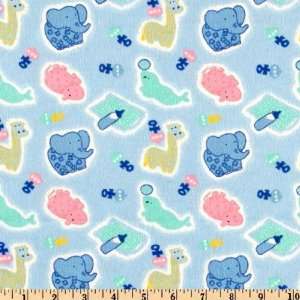  45 Wide Baby Zoo Blue Fabric By The Yard Arts, Crafts 