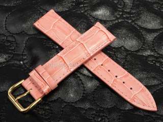   20MM rose red Genuine leather watch strap stainless steel gold buckle