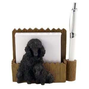 Black Poodle Dog Handpainted Magnetic Notepad Pen Holder  