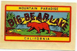 BIG BEAR LAKE   CALIFORNIA   Great Travel Label / Decal  