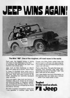 1972 Jeep CJ Original Mint 400 Off Road Racing Ad  