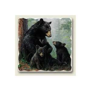  Black Bear Family Tumbled Tile Trivet