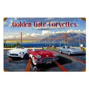  Golden Gate Corvettes Automotive Vintage Metal Sign