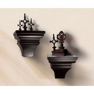 Lewis Hyman Set of 2 Wall Mounted Sconce Shelves in Espresso Finish at 