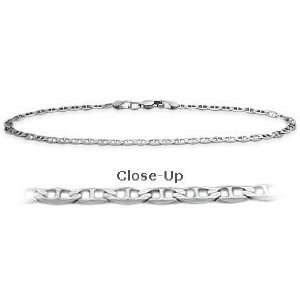  14 K White Gold Flat Gucci Style 9 Inch Anklet Jewelry