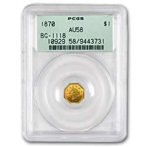  1870 BG 1118 Liberty Octagonal One Dollar Gold PCGS AU 58 