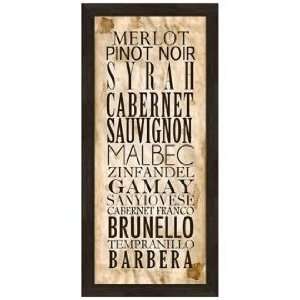  Red Wine Types B 22 1/2 High Framed Wine Wall Art: Home 
