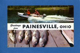 A269 POSTCARD, PAINESVILLE, OHIO, FISHING, BOAT  